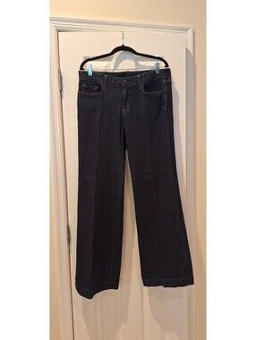 JCrew-Ladies Dark Blue Wash Denim Wide Leg Jeans-10